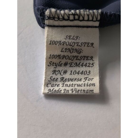 E&M Womens Chiffon Ruffle Short Sleeve Pullover Top Blouse‎ Navy Blue Size M - Picture 8 of 9